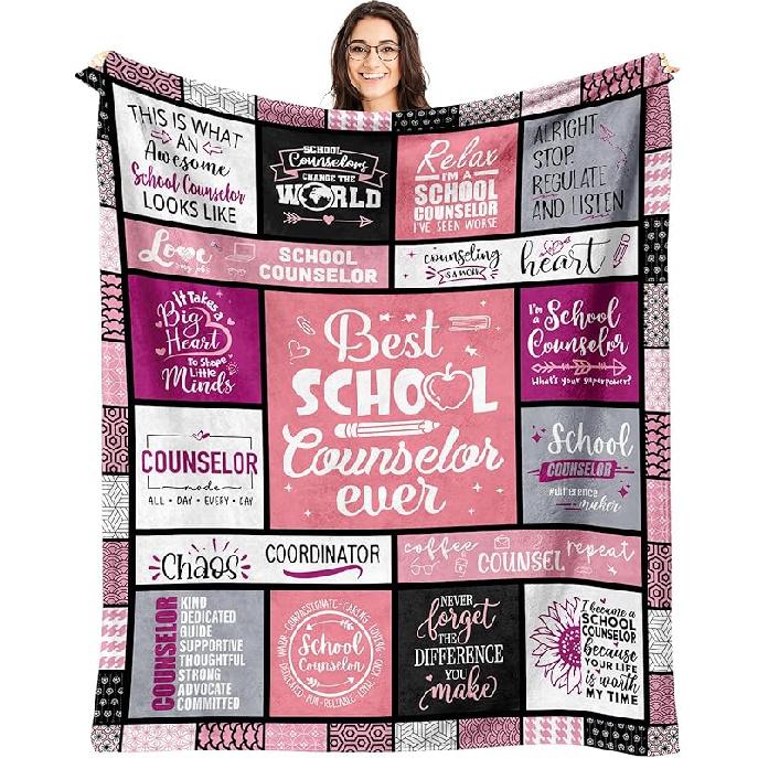 School Counselor Gifts for Women Blanket 60 X50 , School Counselor Appreciation Gifts, Guidance Counselor Gifts for Women, Elementary/Middle/High 60x50 inch