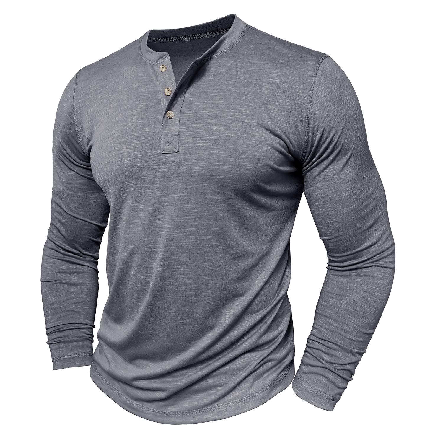 

Мужские рубашки на пуговицах с длинными рукавами, пуловеры с круглым вырезом, приталенные, однотонные, повседневная одежда, весна-осень-зима, майка XXL серый