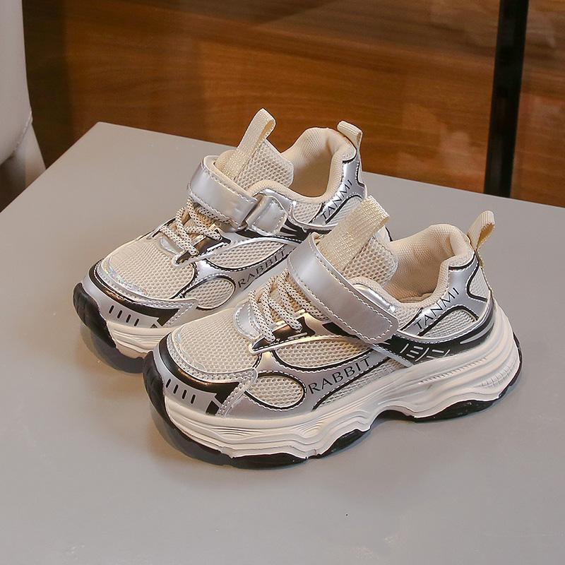 Students Sneakers Handsome Mesh Breathable Kids Running Shoes Thick Soft Sole 2025 New Boys Girls Sports Shoes Non-slip Flexible