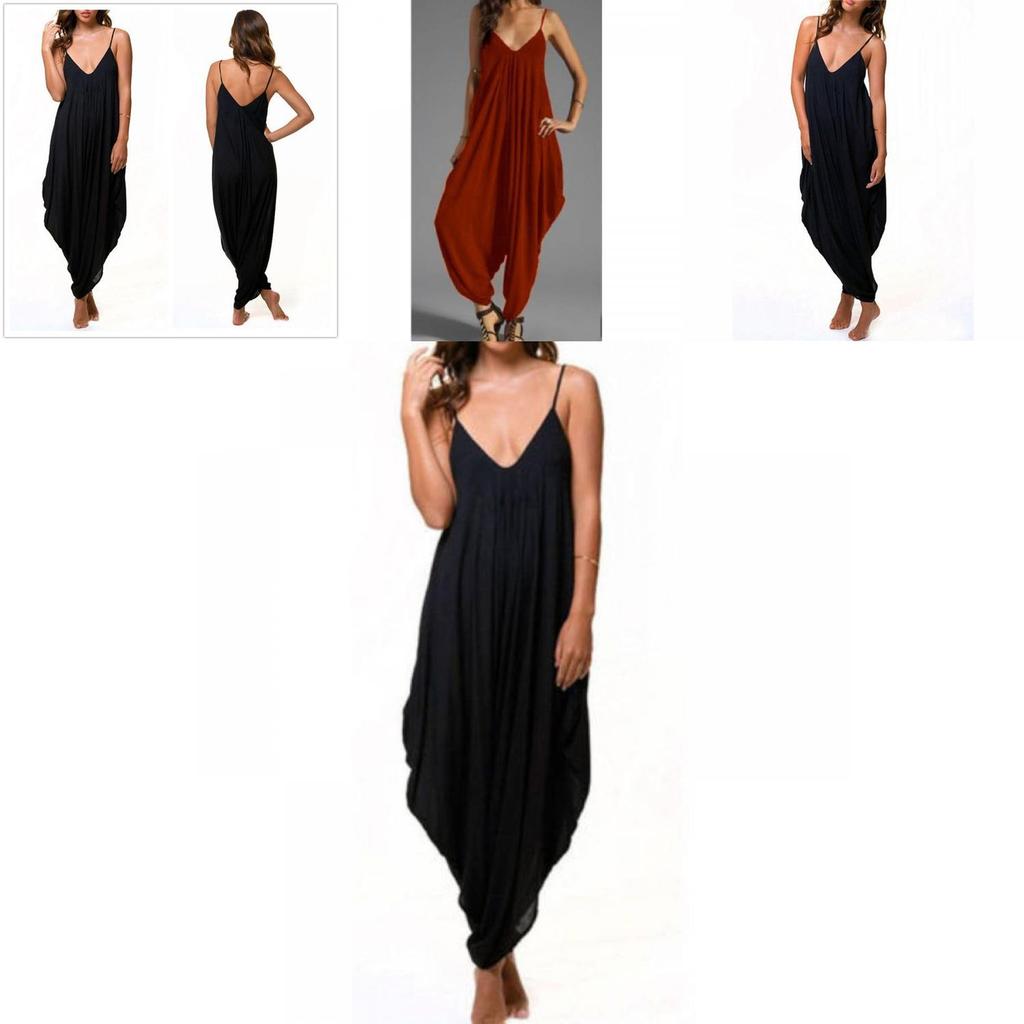 Combinaison Mode Sexy Noir Décolleté en V Tendance Été 2021 Dos Nu pour Femmes