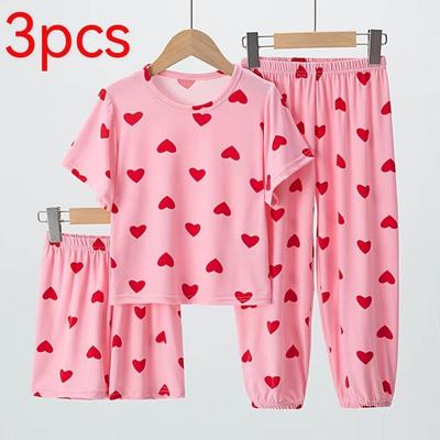 Summer Kids' American Style 3-Piece Set: Short-Sleeved Top, Shorts & Long Pants