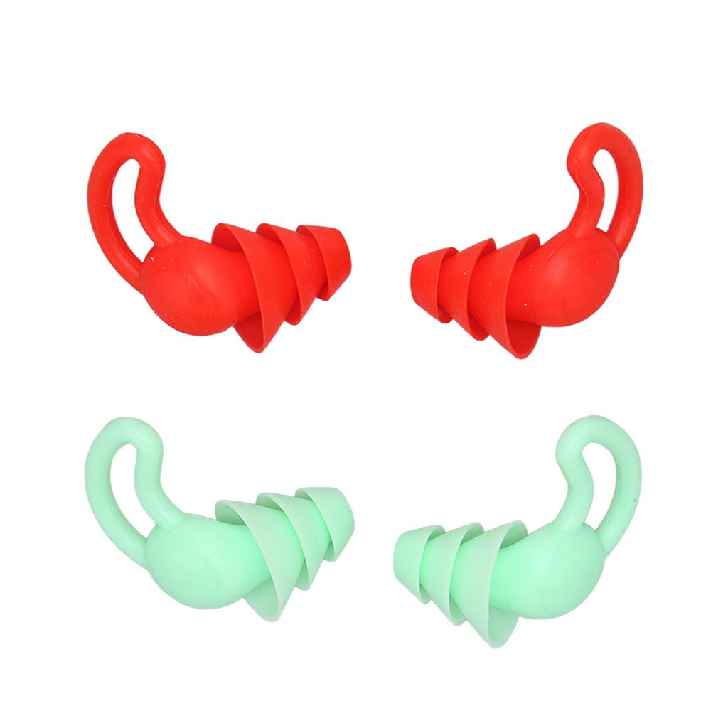 2 Pair Ear Plugs Waterproof Noise Reduction Shark Fin Edges Silicone Reusable Washable for Sleep Swimming Study