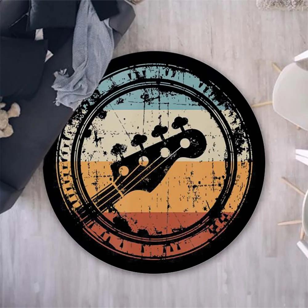 Music Studio Round Carpet Drum Set Bedroom Door Mats Rock Hip Hop Musical Living Room Decoration Gift Area Rug Home Floor Mat