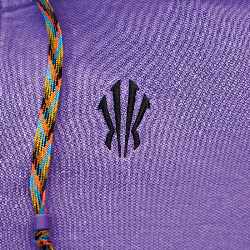 ANTA Men's Kyrie Irving Series Full-Zip Washed Hooded Sweatshirt Purple 172611707-4