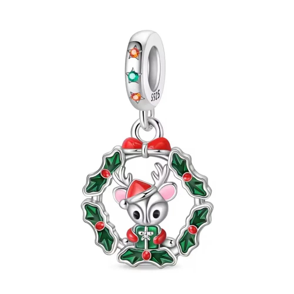 Christmas Charm Bead Component Bell Snowflake House Christmas Tree Elk Bead Components Pendant Bead Component Do It Yourself Copper Metal Bracelet