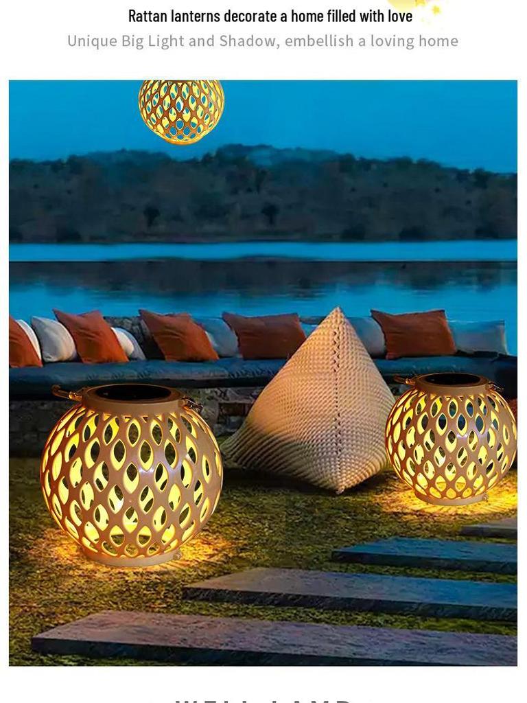 Outdoor Rainproof Solar Hanging Zen Lantern: Atmospheric Pendant Light for Trees and Courtyards