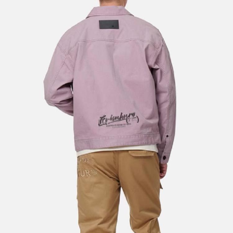 Evisu Ss22 Solid Color Pocket Work Jacket Autumn Men jackets Purple 2ESGNM2JK739LFCTPURL