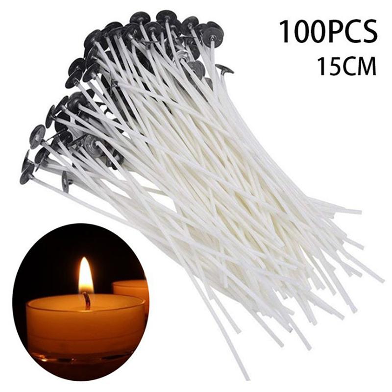 100Pcs/set Candle Wicks Smokeless Wax Pure Cotton Core 9/15/20cm DIY Candle Making Pre-waxed Wicks For Party Accessories