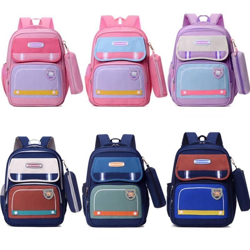 Charming Cartoon Nylon Backpack For 1st And 2nd Grade Kids With Spacious Capacity Cute Pencil Case