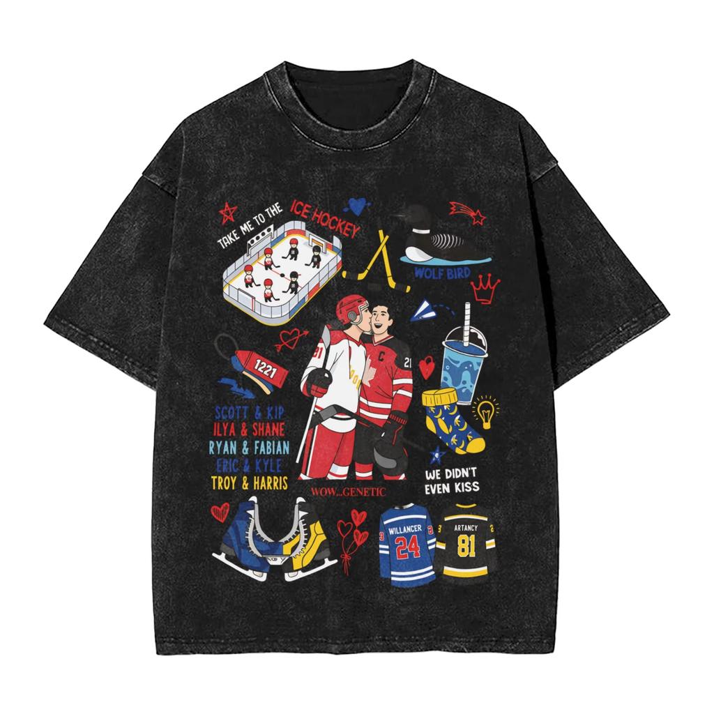 Heaten Rivalry Funny Shane Hollander Ilya Rozanov Graphic Print TShirt Retro Washed Cotton Women Men Summer Oversize Tee