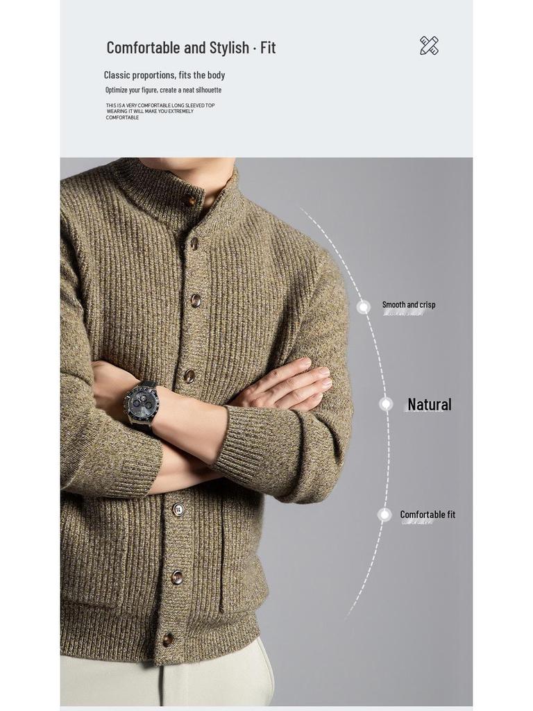 Winter 2025 Koreanischer Stil Dicker Woll-Herren-Cardigan