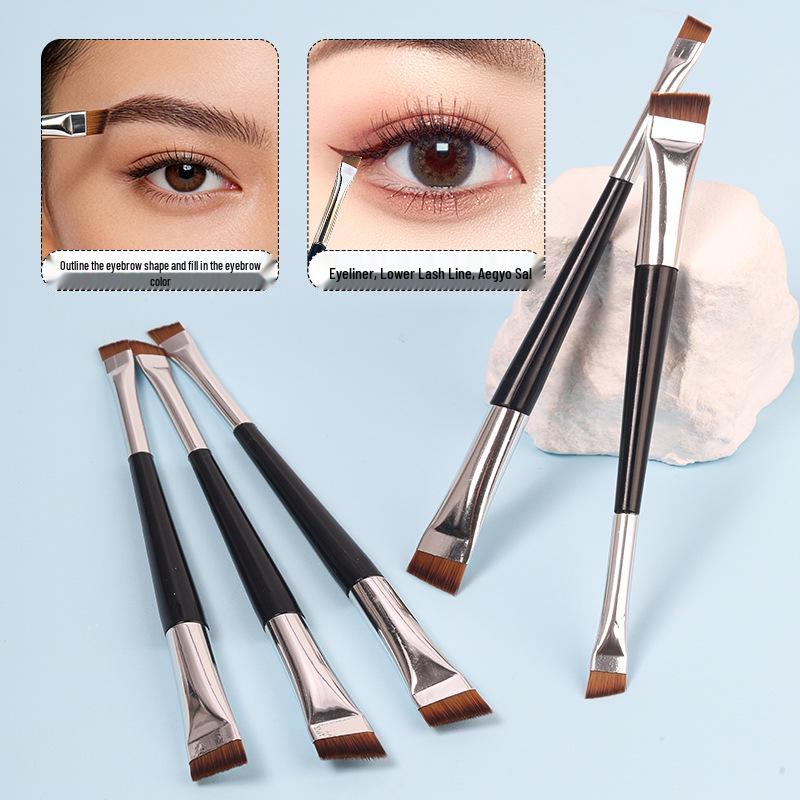 Professional Double-Headed Angled Eyeliner & Eyebrow Brush for Makeup and Beauty Applications