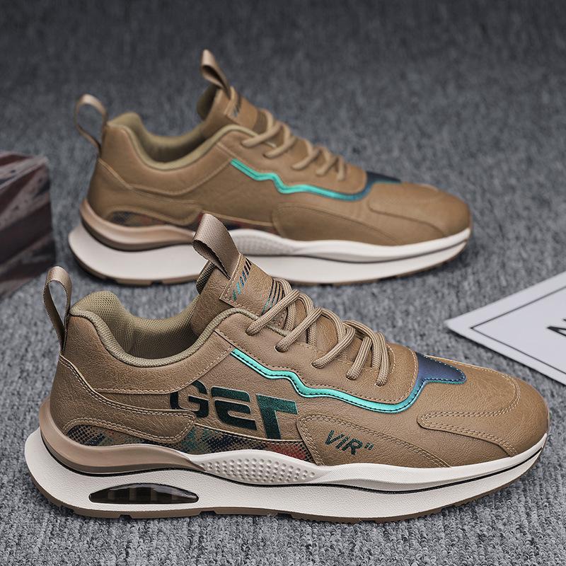 Summer New Men's Shoes Retro Men's Leather Sports Running Shoes Student Casual Waterproof Tooling Dad Shoes