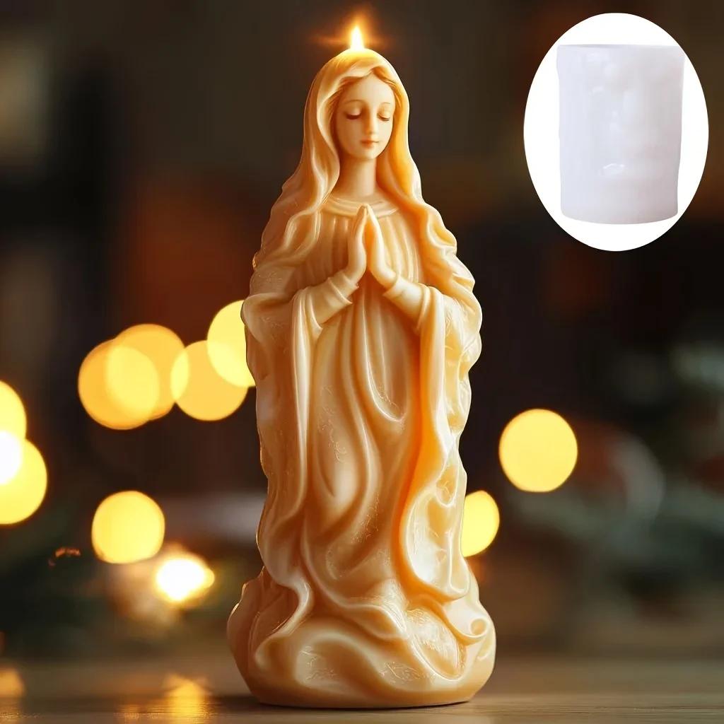 3D Jesus Relief Cylinder Candle Silicone Mold Easter Jesus Relief Resin Gypsum Mold Home Decoration Prayer Jesus Crafts Mold