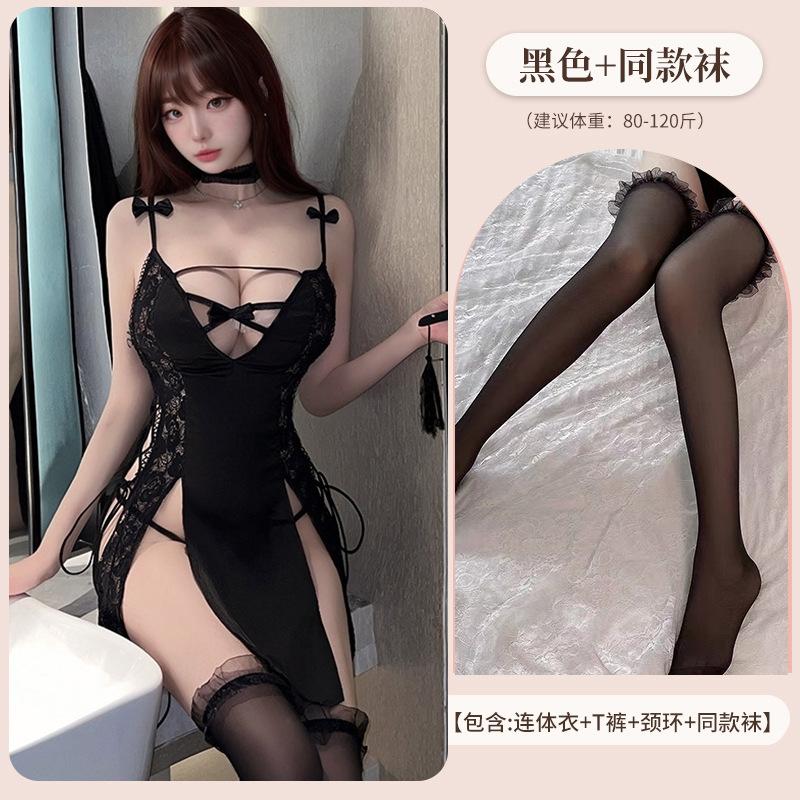 erotic underwear small breasts sexy mood seduction suspender high split hot pure desire