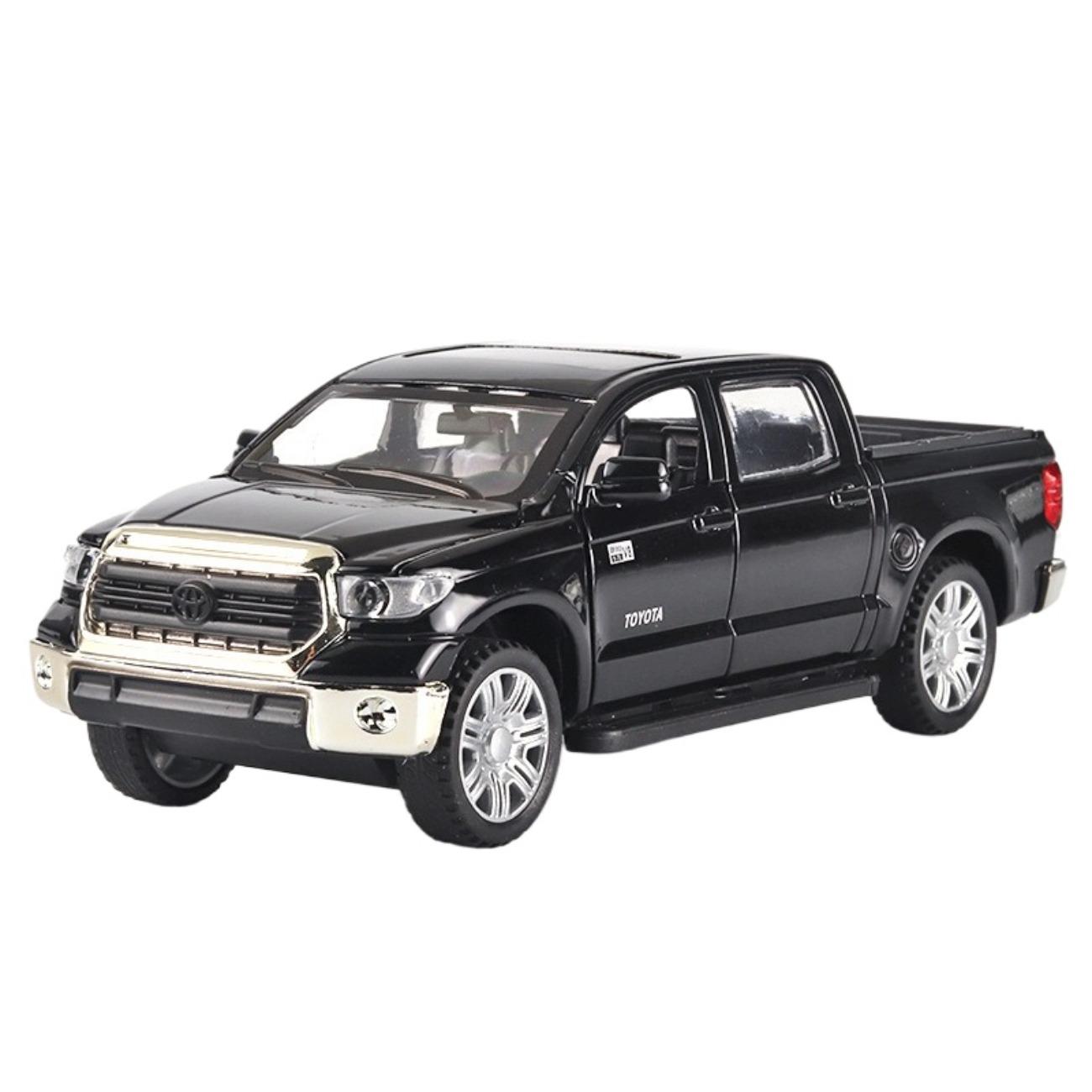 

1/32 Пикап Toyota Tundra для бездорожья, литой из сплава, модель автомобиля, звук и свет, коллекционные предметы, детские игрушки, подарок на день рождения для мальчиков чёрный