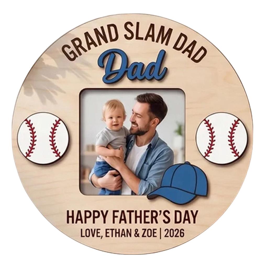 Wooden Baseball Themed Photo Frame Tabletop Display We Hit A Home Run With You Daddy Personalized Father's Day Gift Keepsake 12 7cm