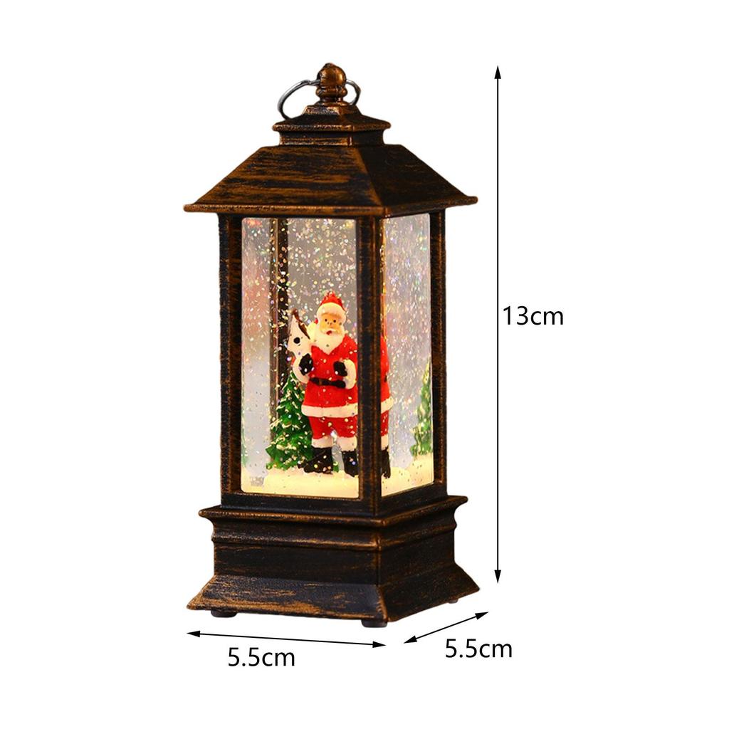 Lighted Christmas Snow Globe Lantern Birthday Gift Desktop Figurine Table Centerpiece for Holiday Xmas Desk Living Room Office