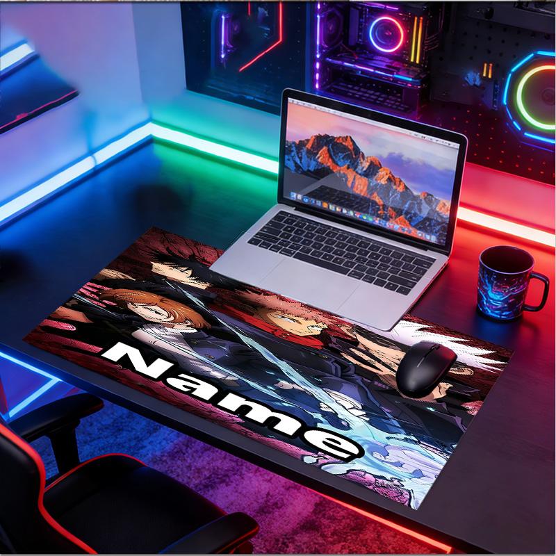 Personalizowana podkładka pod mysz z motywem Jujutsu Kaisen z imieniem, Mata na biurko do laptopa PC, Dekoracyjna mata na biurko do domu, Podkładka pod klawiaturę, Prezent
