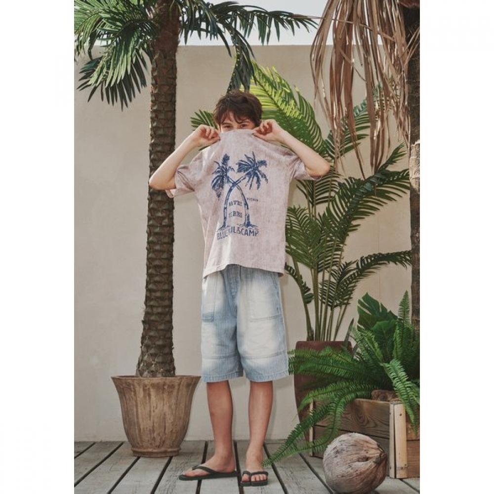 Bluetail Blue Stripe Half Length Denim Pants Azc3pt01bu