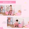 Storage Bench with Backrest in Wood for Children from 3-6 Years, 60x30x50 cm, Pink