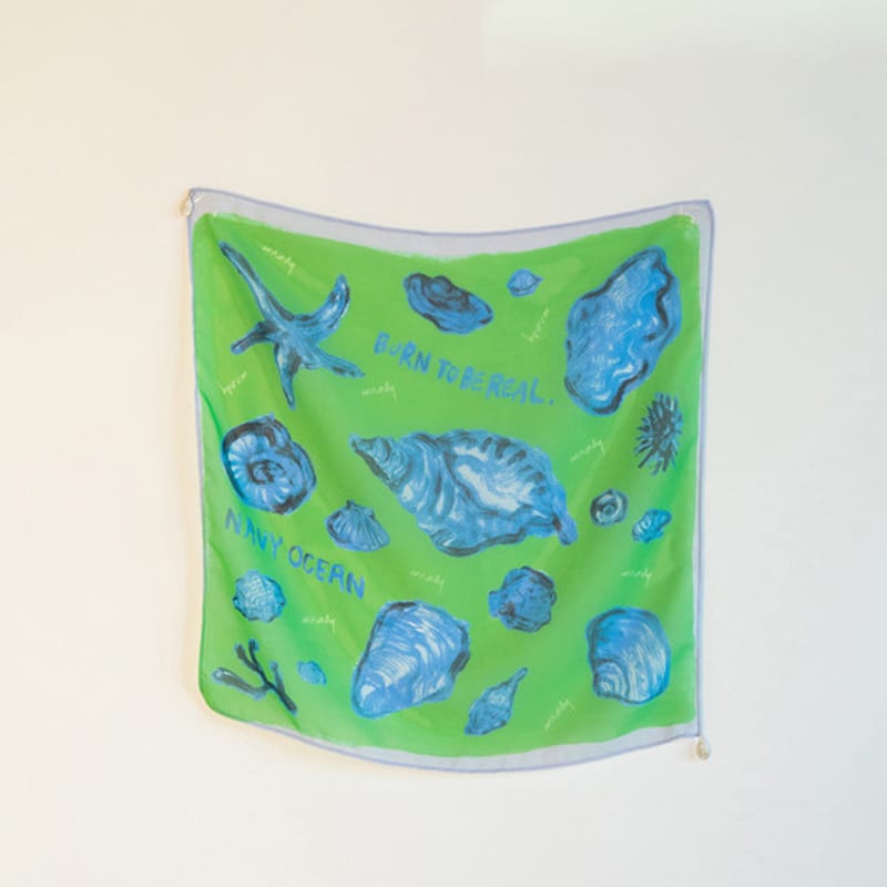 URNAVY Memory of Ocean Scarf Green