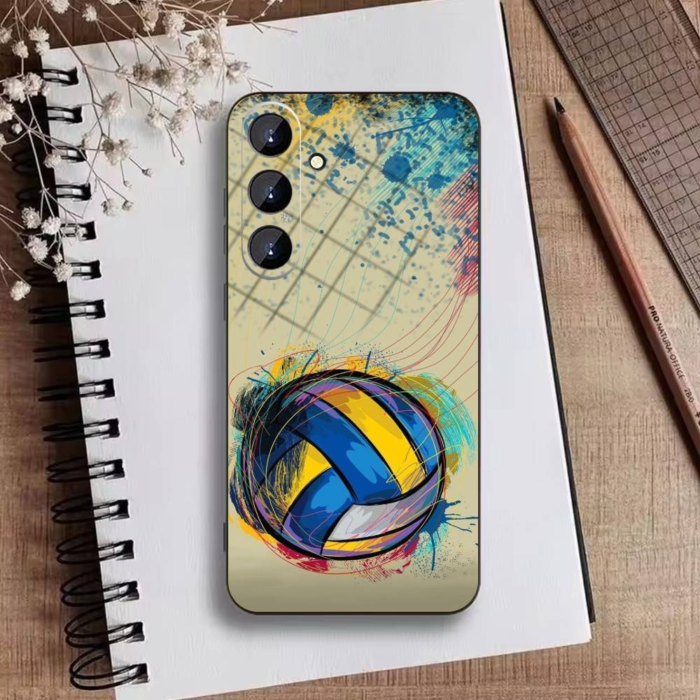 Volleyball Painted Phone Case For Samsung Galaxy A73,A21s,A22,A31,A52,A53,A71,A41Soft Black Shell