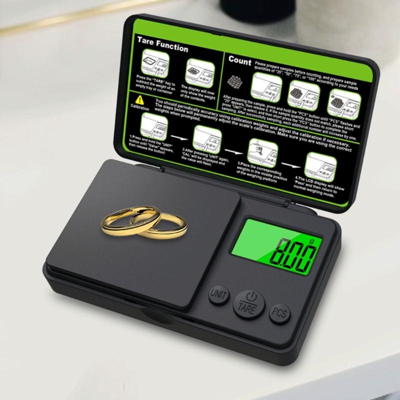 Portable Jewelry Scale 0.01g Resolution ABS Plastic Construction LCD Screen Weighing Tool for Gold Weighing