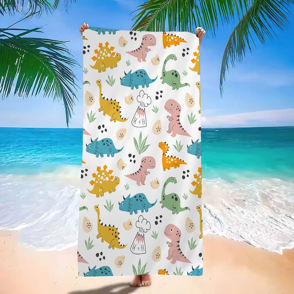 Cartoon Animal Dinosaur Print Cartoon Beach Towel Cute Kawaii Room Decor Bath Girls Children Hand Towels For Bathroom Shower