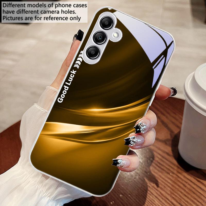 Lucky Gradient Ripple For Samsung Galaxy A14 4G 20 30 52 20S 21S 22 32 33 34 42 50 51 53 54 70 71 72 73 5G Glass Phone Case
