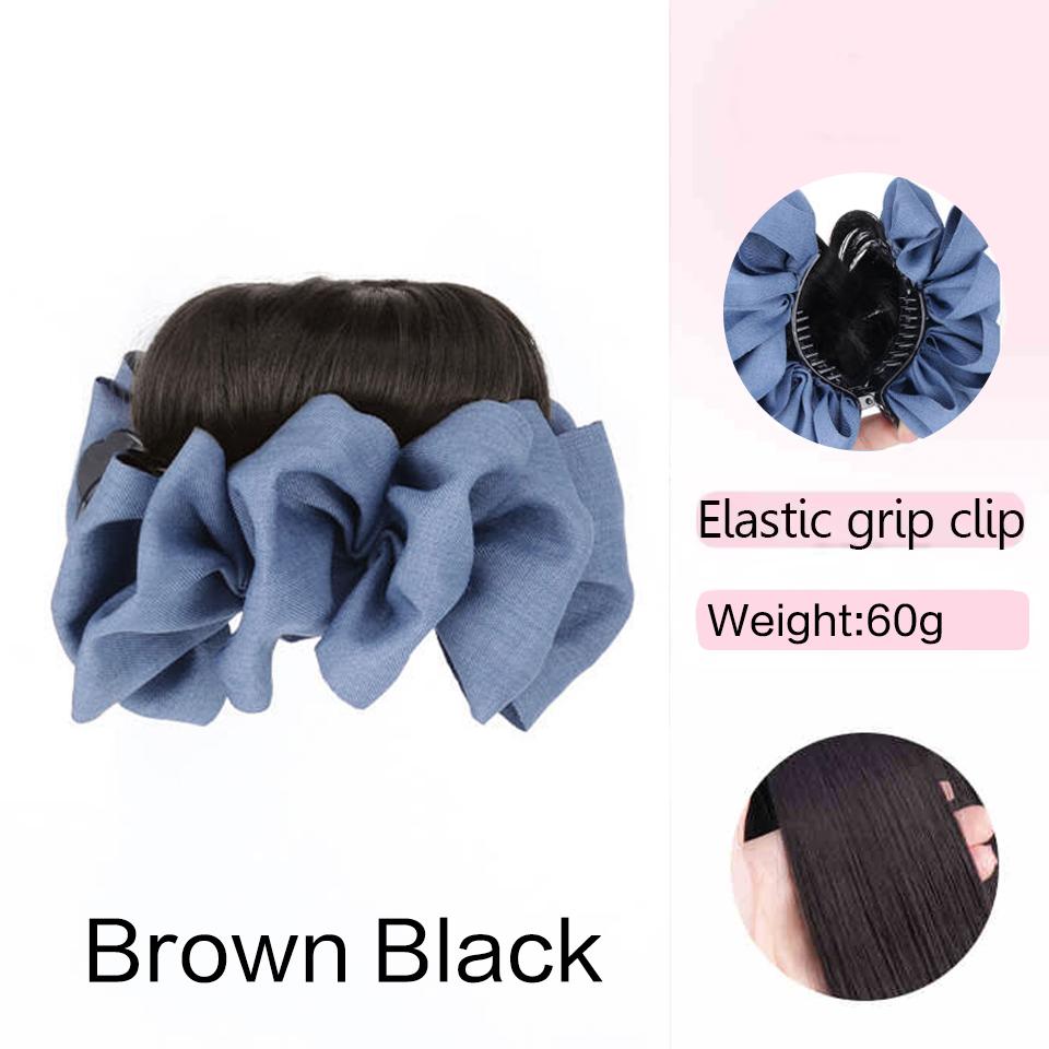 Synthetic Bow Hair Clip Chignon Messy Bun Claw Clip in Hair Piece Wavy Curly Hair Bun Ponytail Extensions Scrunchie Hairpieces for Women
