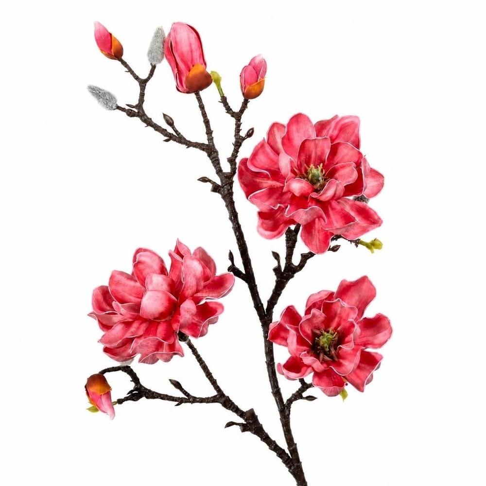 Real Touch Artificial Magnolia Flowers Branch Pink Plastic Fake Flower  Indoor Decoration