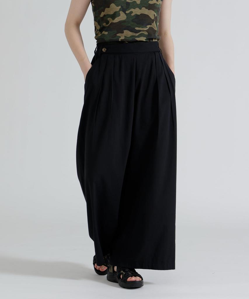 AVIREX DESIGN BELT TUCK DETAIL PANTS, Long Bottoms, Easy Waist, Casual, Loose Fit, Women's, One Size, 010 black, 783-6110601