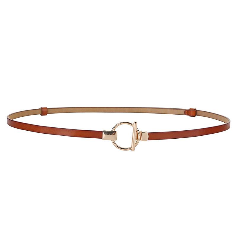 Leather Womens Thin Waist Belt With Metal Clasp For Dress Accessories