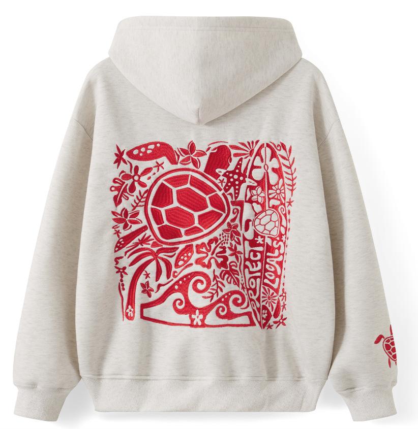 

European and American fashion casual turtle embroidered velvet cotton women s sweater L