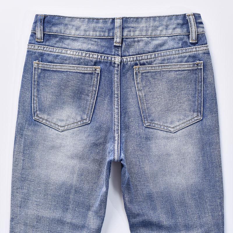 Trendy Korean Style Boys' Ripped Jeans - Casual Medium & Large Sizes for Spring & Autumn