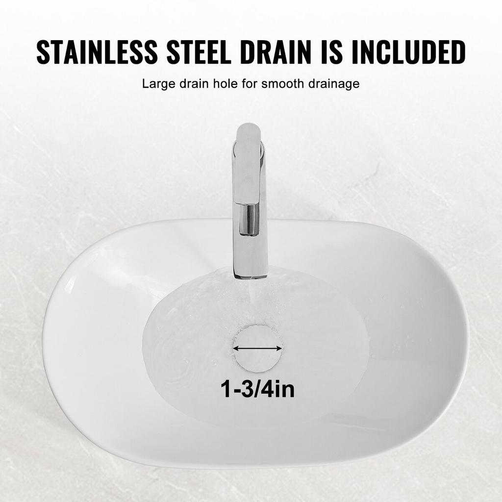 Modern Ceramic Vessel Sink 23.3" x 14.2" Bathroom Vanity Bowl Countertop