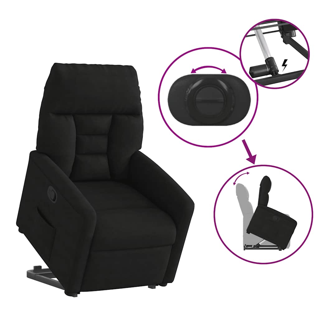 Recliner Chair with Lift Assistance Black Microfiber Fabric