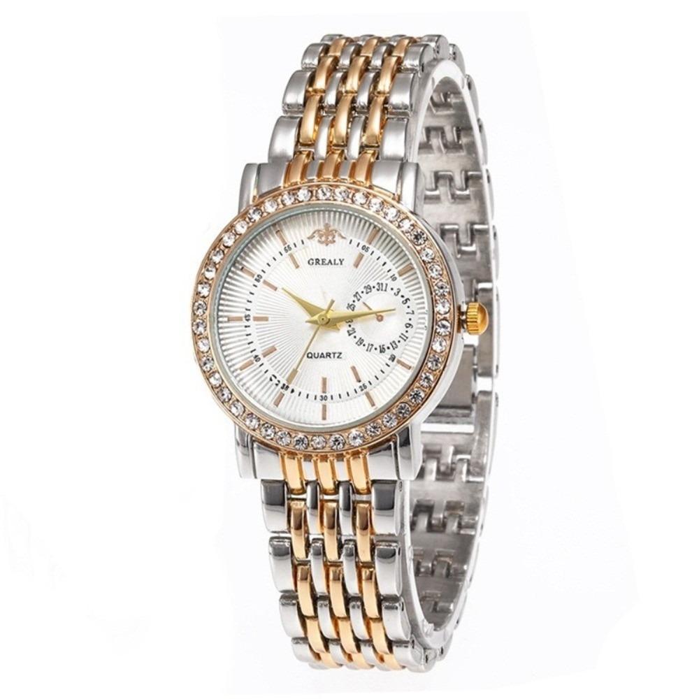 Casual Quartz Wristwatch Alloy Band Ladies Dress Watch Fashion Diamond Inlaid Watch Women's
