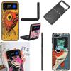 Pop Art Zeichenideen Fisch Handyhülle Für Samsung Z Flip 7 6 5G Galaxy Z Flip4 Z Flip5 Z Flip3 Hülle Schwarze Harte PC Schale Schutz