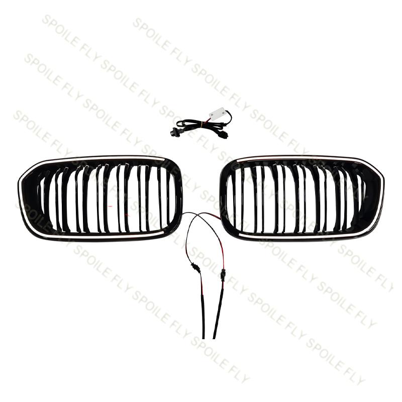 For BMW 1 Series F20 F21 2015-2019 High Quality ABS LED Racing Grills Car Front Bumper Grille Glossy Black With LED Lamp BodyKit