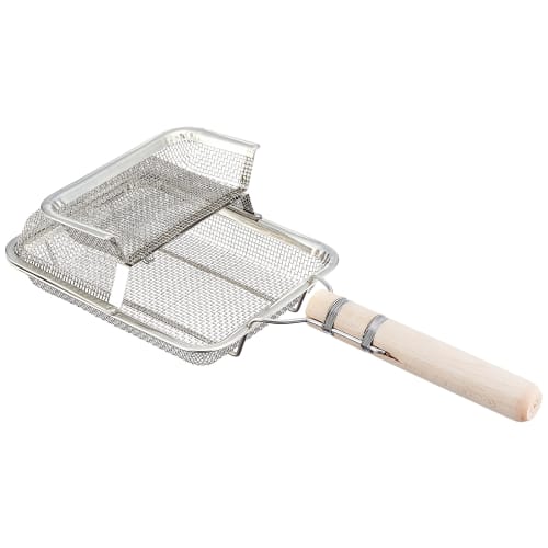 Endo Shoji TKG Ginkgo Roast, Square, Perfect for Roasting Small Beans, Chestnuts, and More. Wooden Handle Keeps the Pot Cool. Total Length: 410mm, Wid