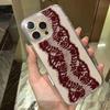 Fashion Red Lace Design Phone Case For iPhone 17 16 16e 15 14 13 12 11 Pro Max 17 Air 16 Plus Transparent Back Cover