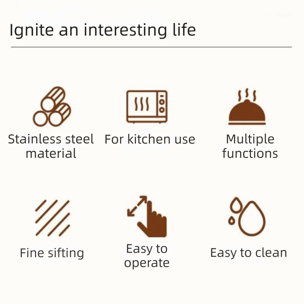 Stainless Steel Flour Sifter Hand Crank Powder Sugar Shake Powder Sugar Sifter  Baking