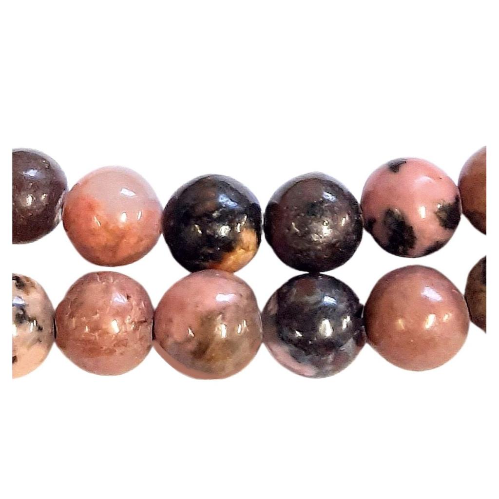 Fil de 60 perles rondes 6mm 6 mm en rhodonite rodonite