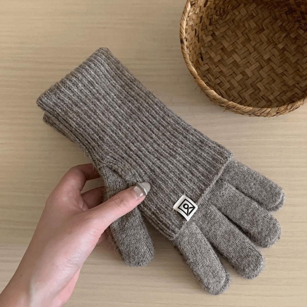 Windproof Full Finger Gloves Solid Color Driving Skiing Mittens Outdoor Cycling