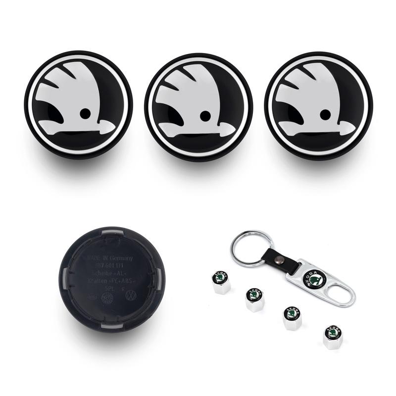 Compatible 56MM Wheel Hub Caps for Skoda: Rapid, Kamiq, Karoq, Superb - Center Logo Caps
