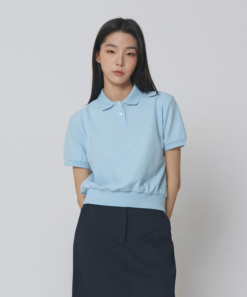 EXPRESSHOLIDAY Pique Crop T-Shirt_Sky Blue