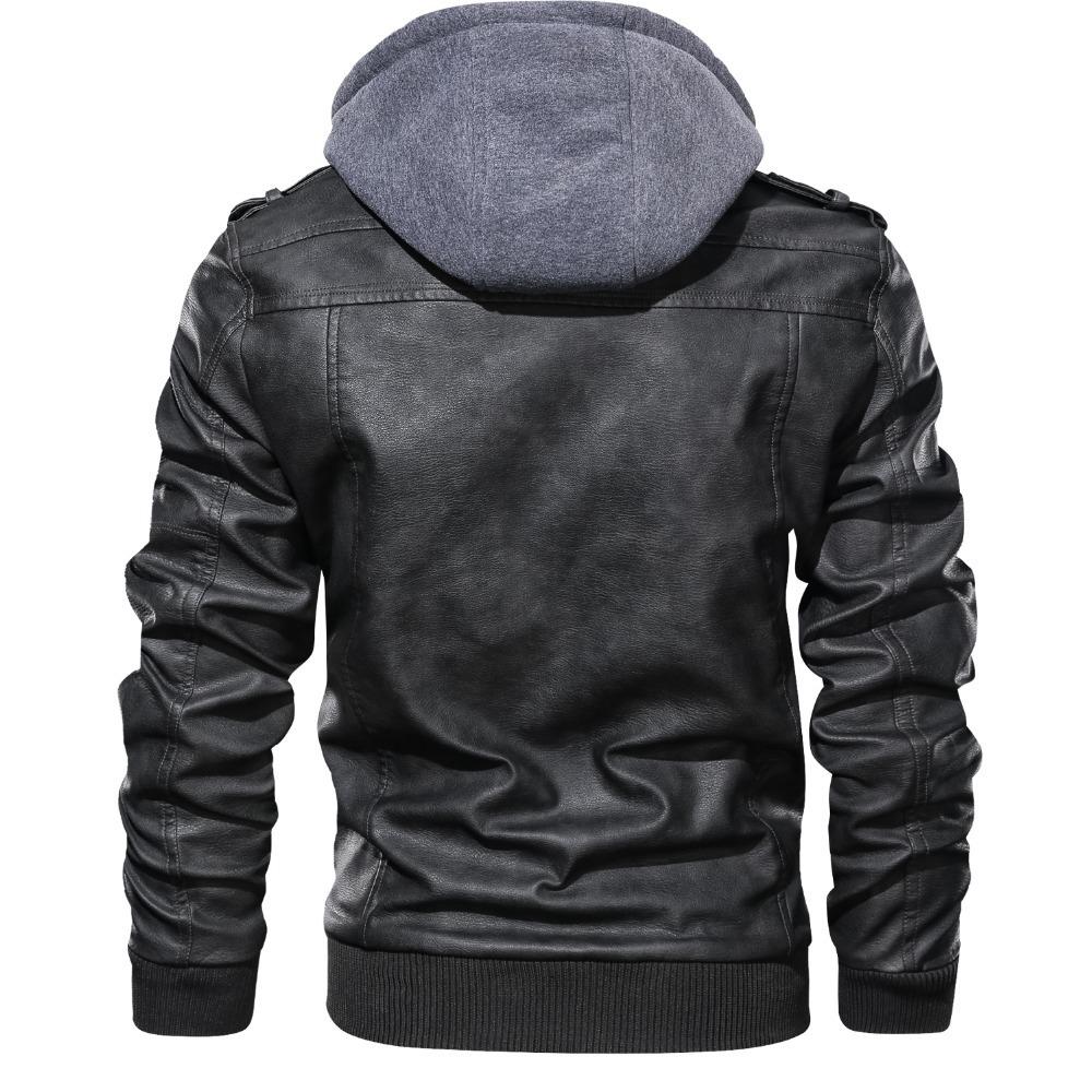 Men Hooded Jacket Autumn Winter Retro Warm Casual Motorcycle Style Multi Color Options