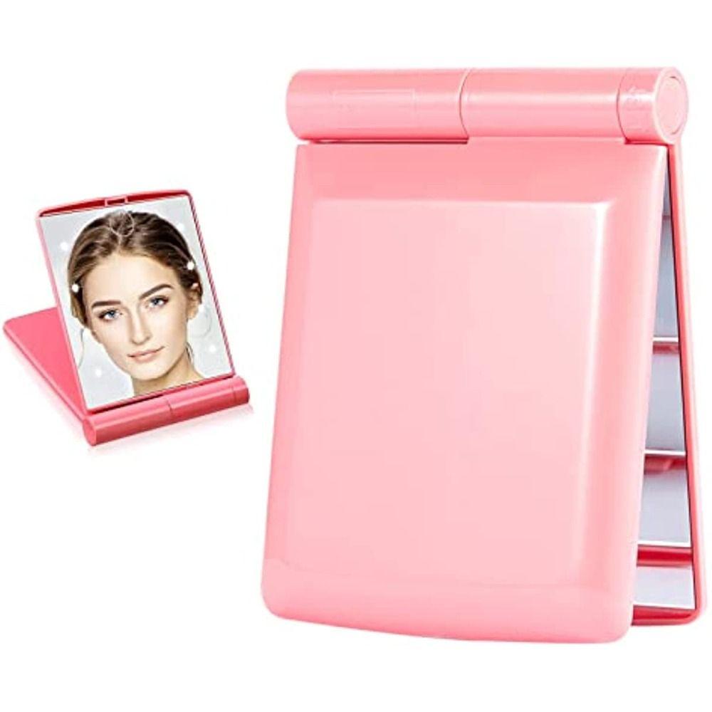 

Модные инструменты для макияжа, женские портативные двусторонние складные светодиодные косметические зеркала с подсветкой